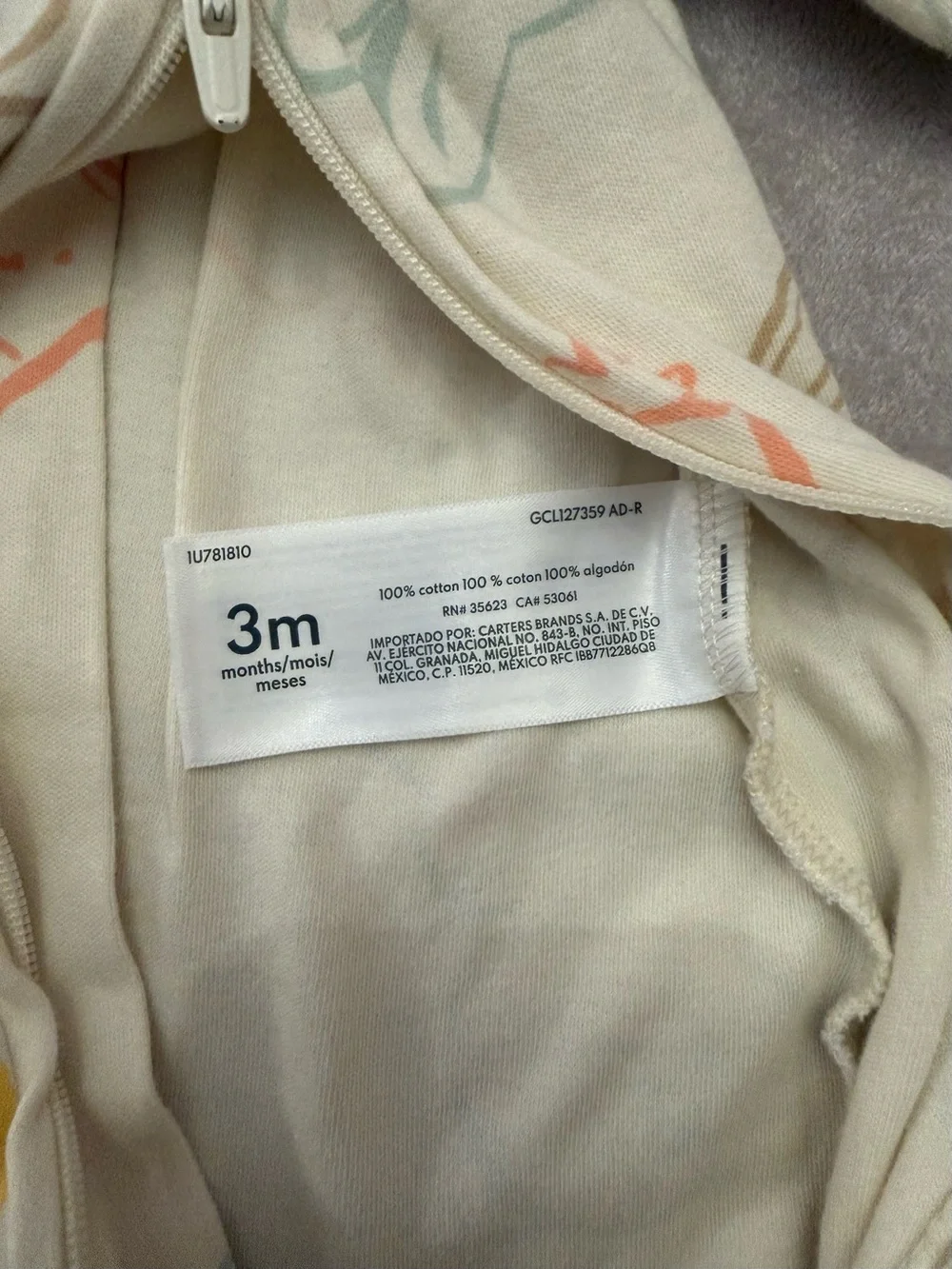 Carter’s Baby Footed Sleeper Pajamas 3 Months Bunny Chick 2-Way Zip Cotton